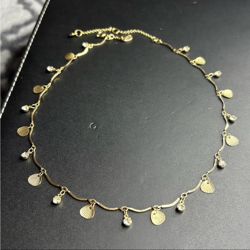 Aerie Gold Shell and Crystal Necklace